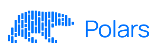 Image of the polar bear icon for the polars data processing library in Python, along with text that says "polars".
