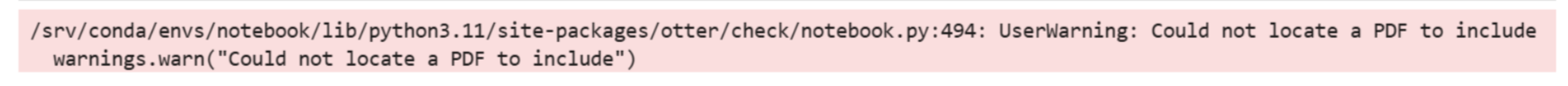 Screenshot showing 'UserWarning: Could not locate a PDF to include'